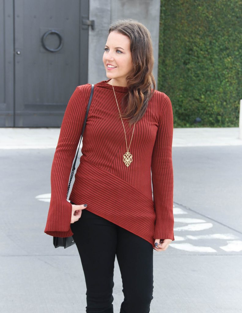 Thanksgiving Outfit | Topshop Sweater | Gold Pendant Necklace | Houston Fashion Blog Lady in Violet