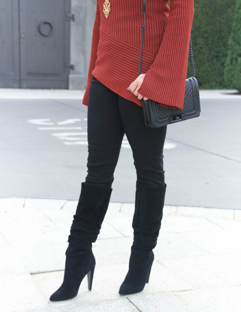 Winter Outfit | Steve Madden Black Boots | Hudson Jeans | Houston Fashion Blog Lady in Violet