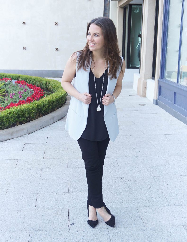 Casual New Year's Eve Outfit | Gray Vest | Black Jeans | Houston Fashion Blogger Lady in Violet