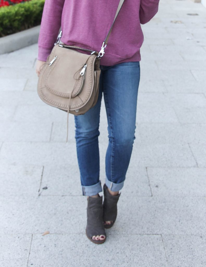 Fall Outfit | Peep Toe Booties | Saddle Crossbody Bag | Houston Fashion Blogger Lady in Violet