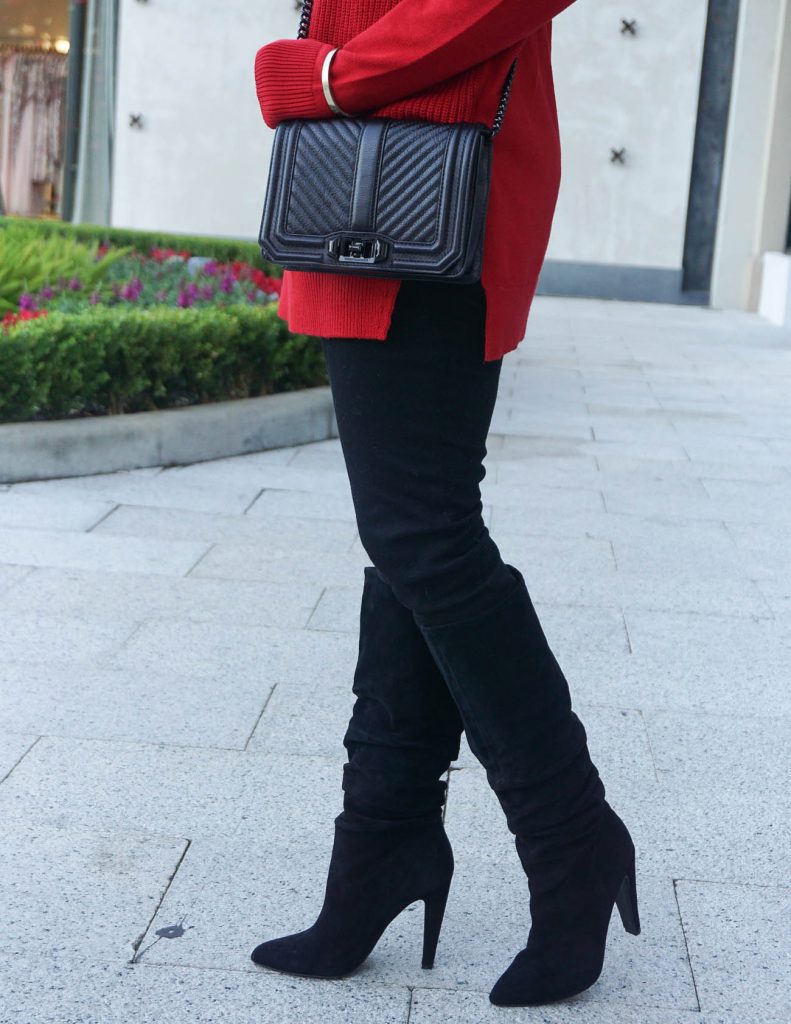 Red Christmas Sweater, Lady in Violet