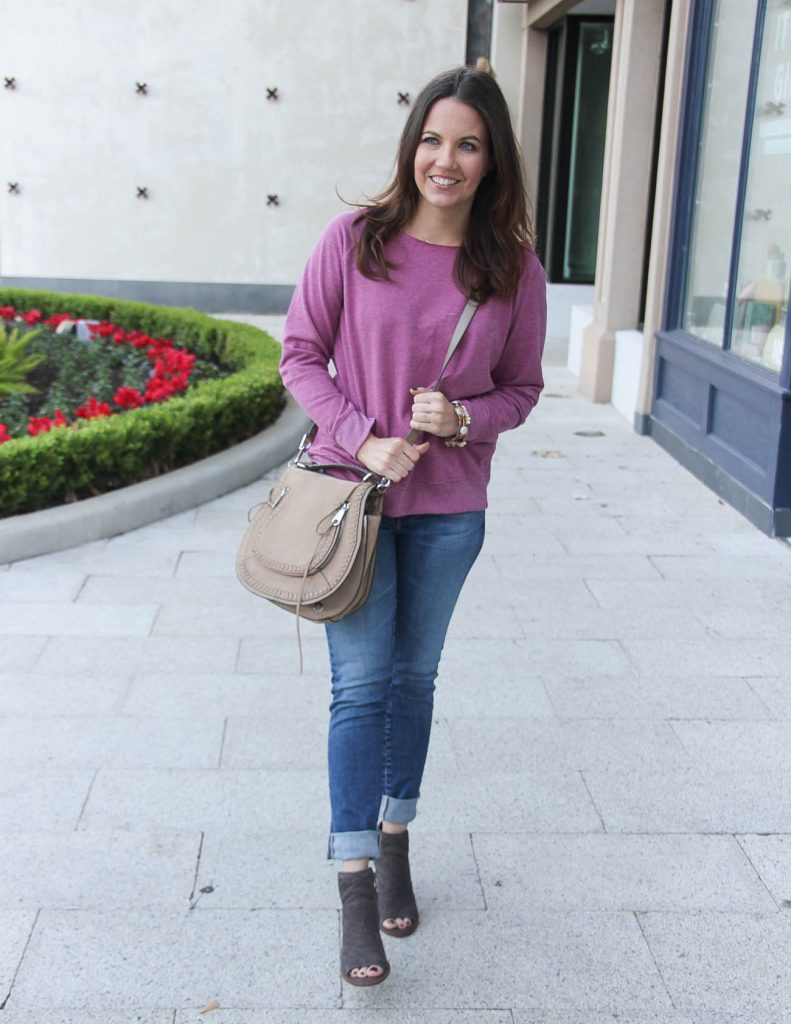 Casual Outfit for Weekends | Pink Sweater | Cuffed Jeans | Houston Fashion Blogger Lady in Violet