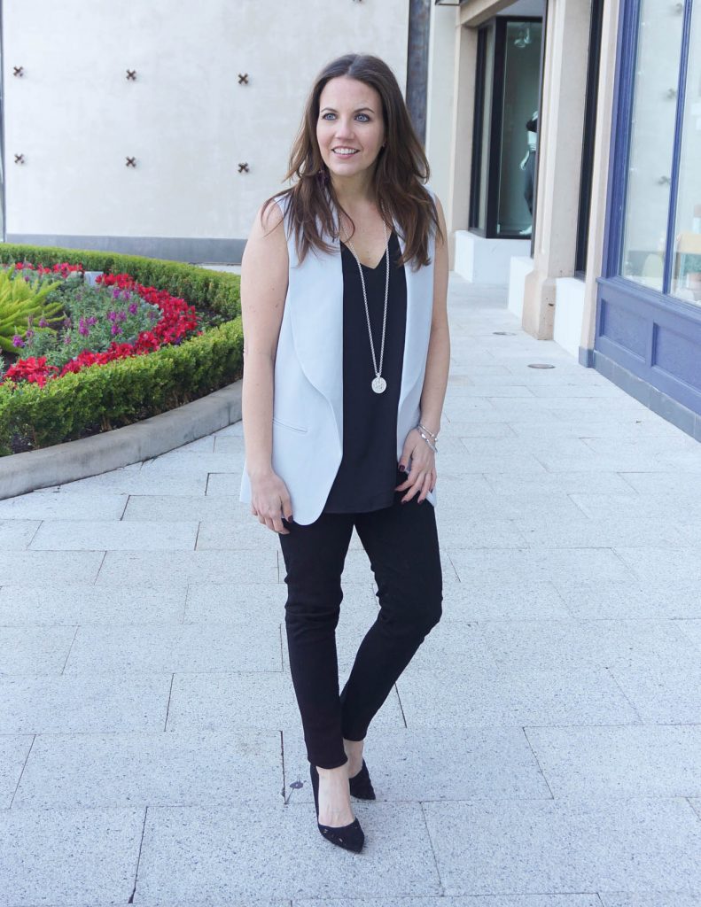 Casual NYE Outfit | Gray Vest | All Black Outfit | Houston Fashion Blogger Lady in Violet