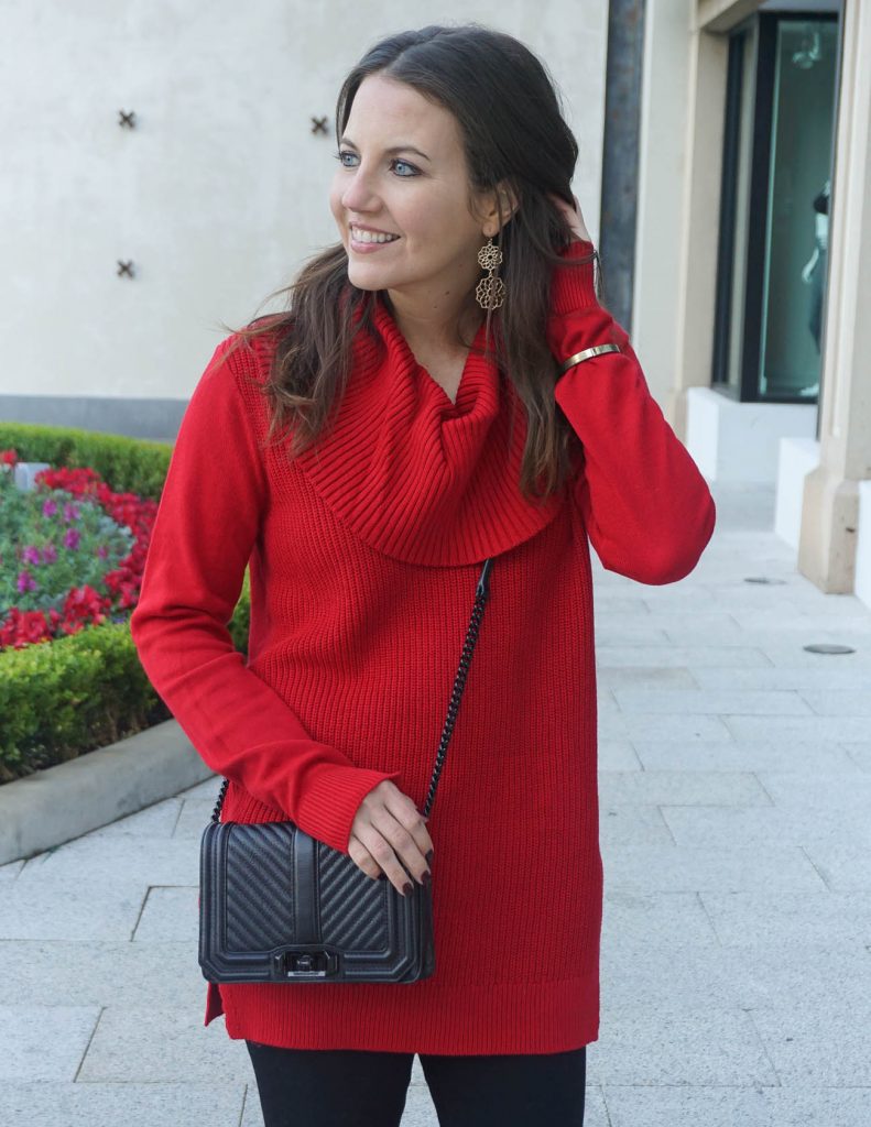 Holiday Outfit | Red Sweater | Love Crossbody Bag | Houston Fashion Blogger Lady in Violet