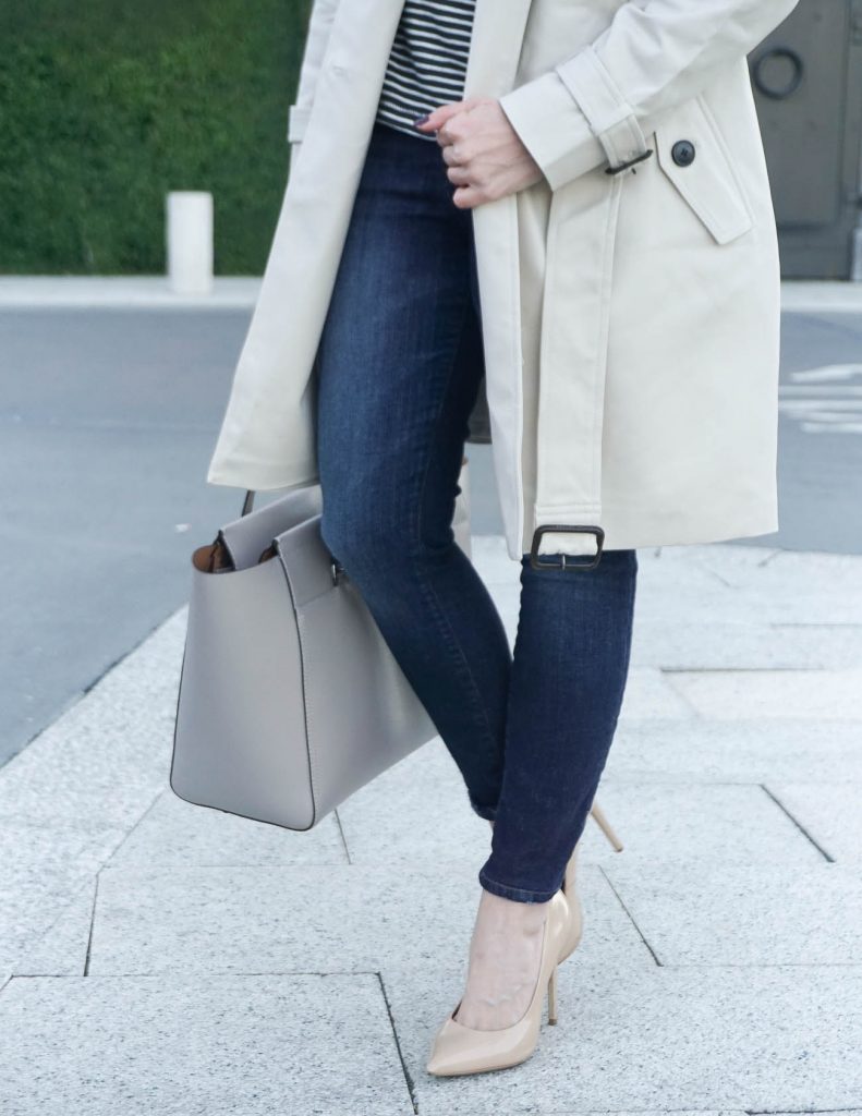 Fall Casual Outfit | Dark Skinny Jeans | Nude Heels | Houston Fashion Blogger Lady in Violet