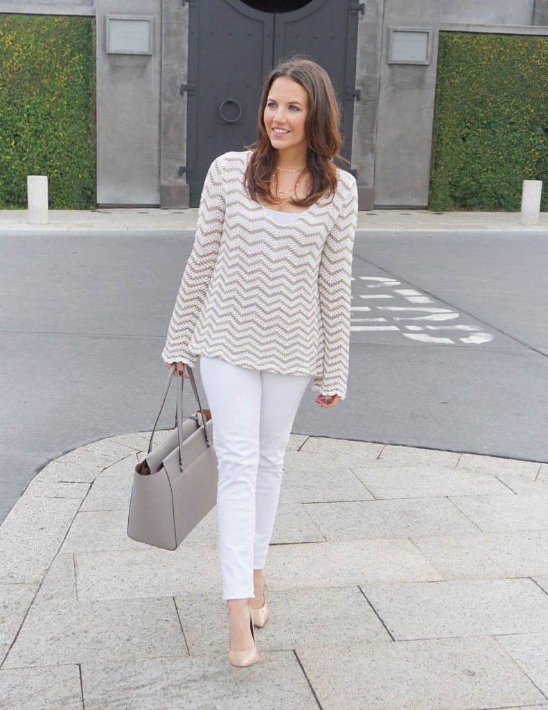 Winter Outfit | White Jeans | Striped Sweater | Houston Fashion Blogger