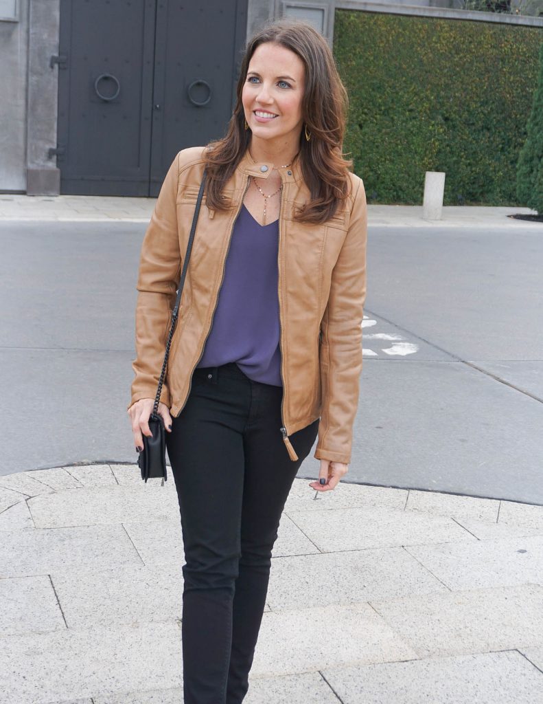 Tan leather jacket outlet outfits