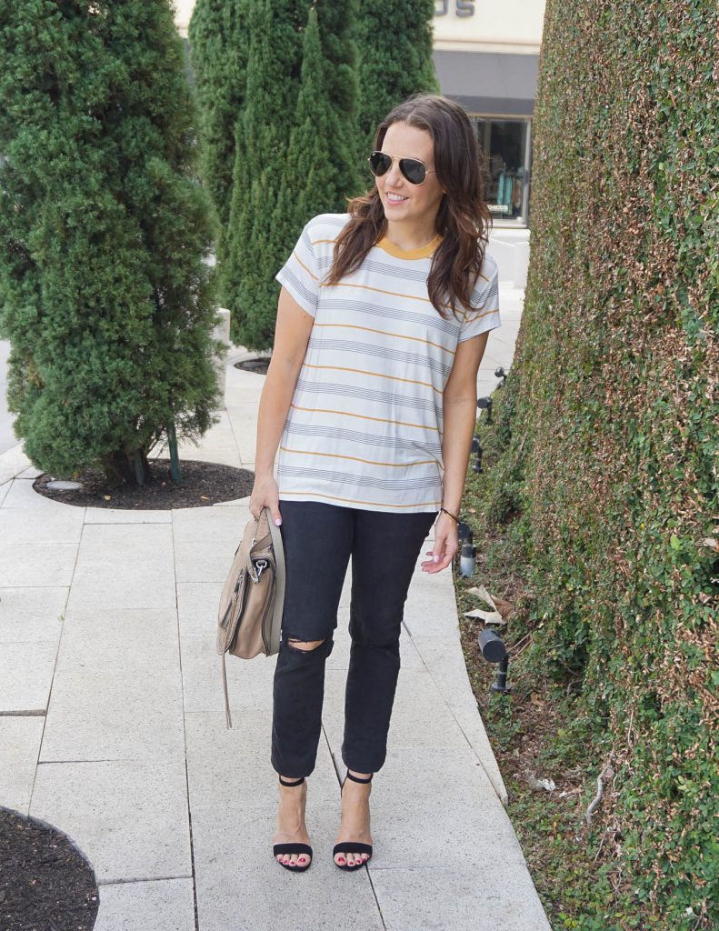 Spring Outfit | Striped Tshirt | Black Distressed Jeans | Houston Fashion Blogger Lady in Violet