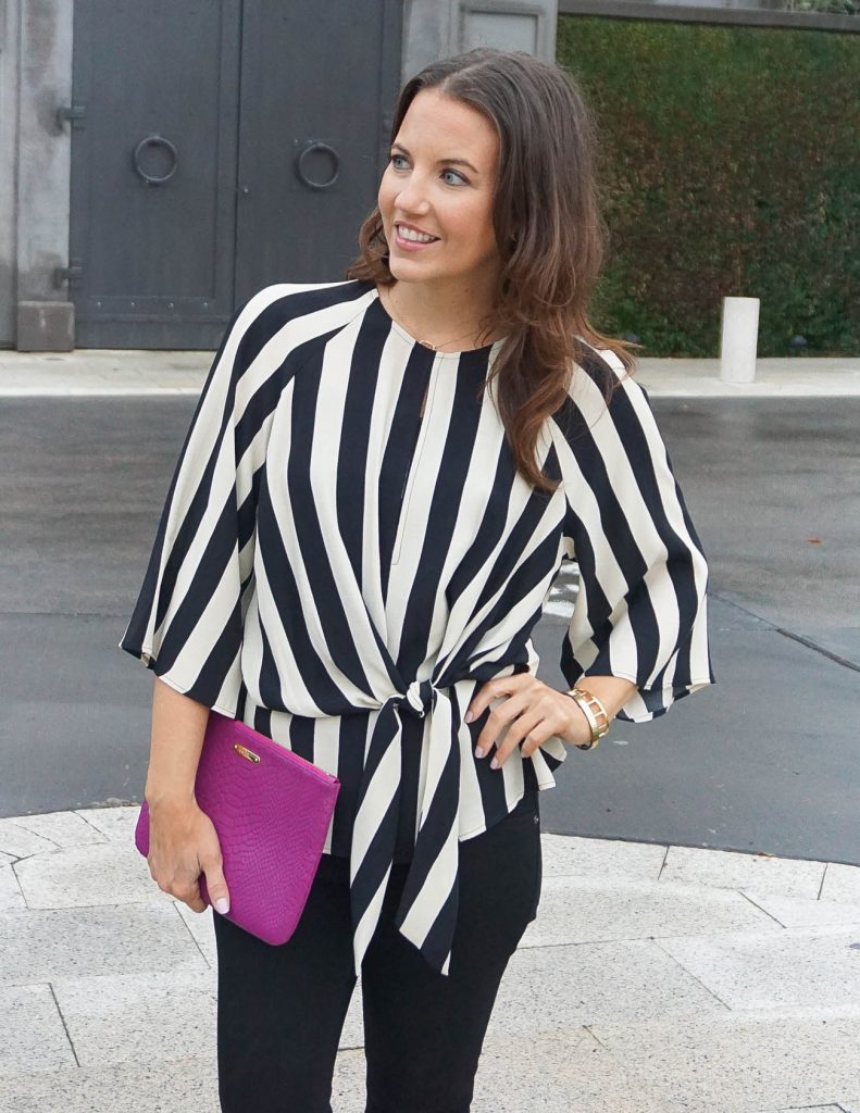 Date Night Outfit | Topshop Striped Top | Pink Clutch | Houston Fashion Blogger Lady in Violet