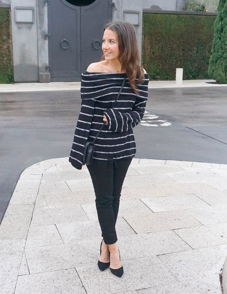 Casual Outfit | Striped Sweater | Black Jeans | Houston Fashion Blogger Lady in Violet