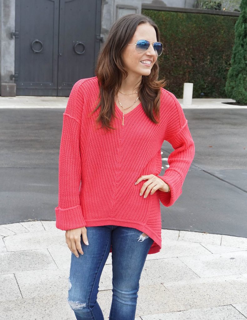 Winter Outfit | Pink Sweater | Blue Gradient Aviators | Houston Fashion Blogger Lady in Violet