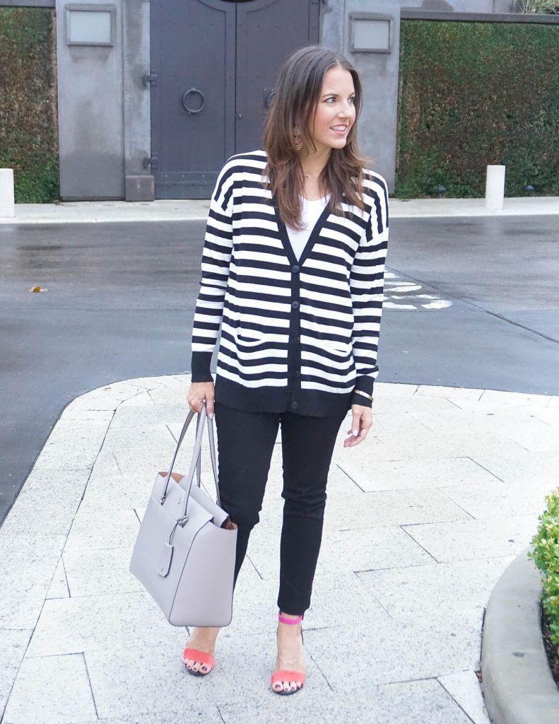 Casual Day Modal Cardigan in Black and White Stripe - ShopperBoard