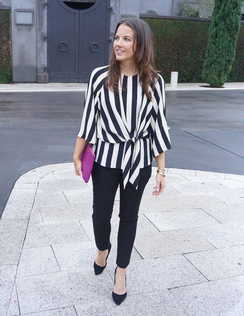 Fall Outfit | Striped Blouse | Black Skinny Jeans | Houston Fashion Blogger Lady in Violet