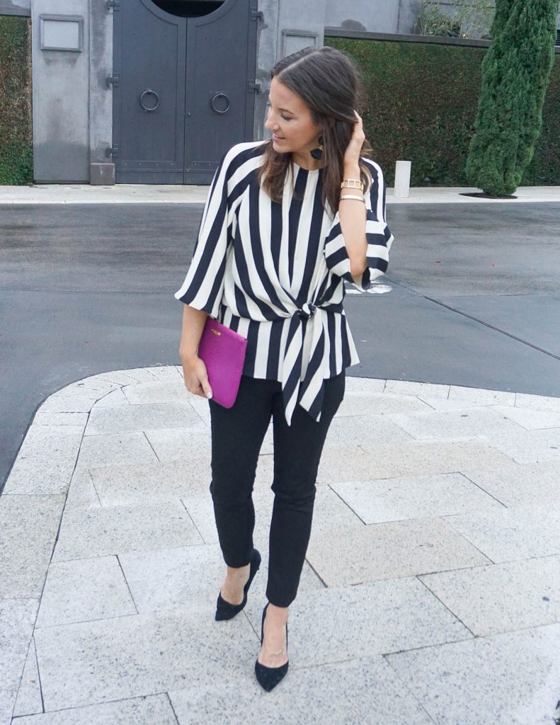 Spring Outfit | Striped Top for Work | Black Jeans | Houston Fashion Blogger Lady in Violet