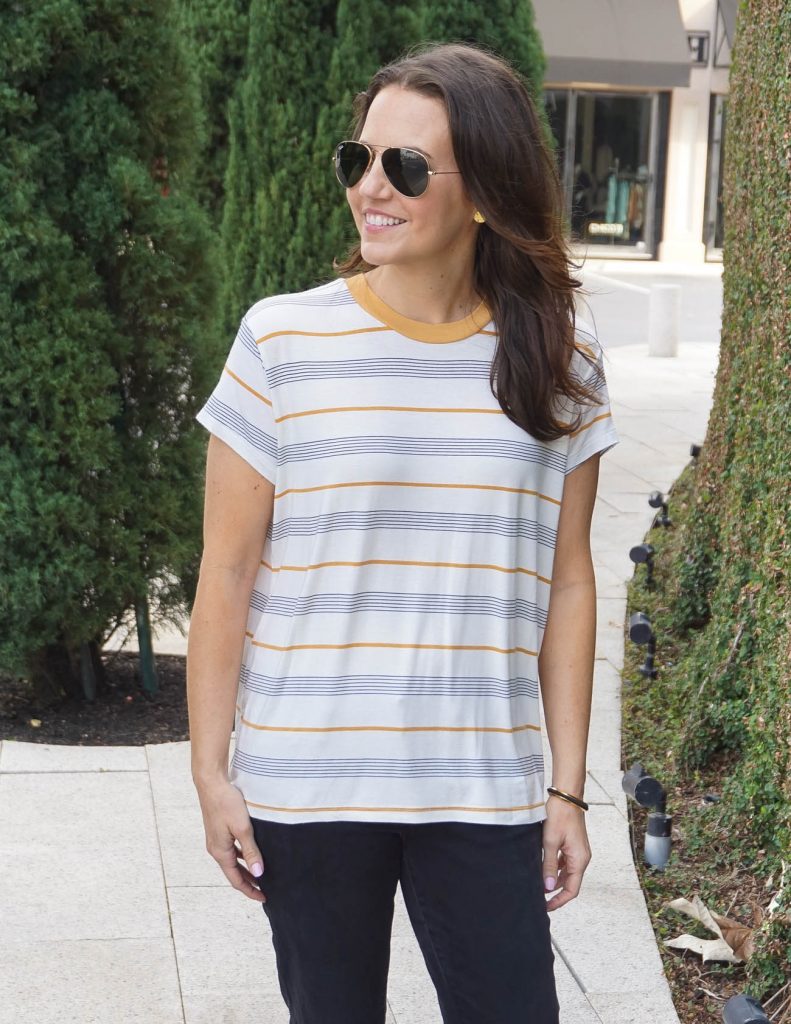 Spring Outfit | Striped Tee | Rayban Aviators | Houston Fashion Blogger Lady in Violet