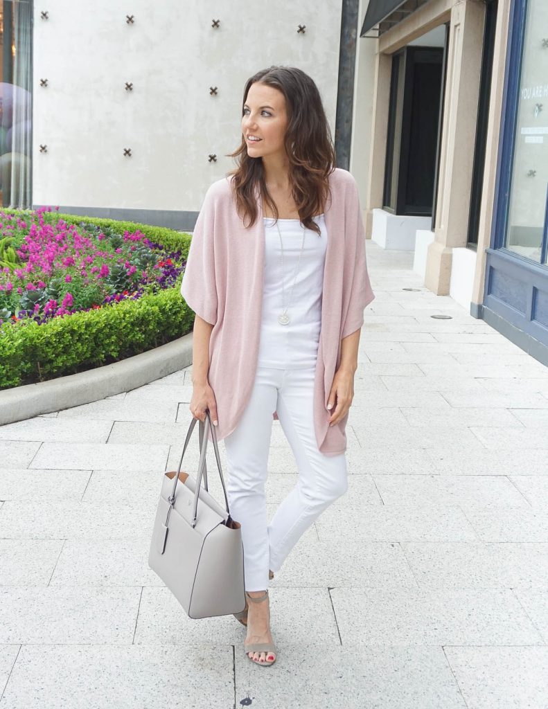 How to Wear All White in Spring | Pink Cardigan | Houston Fashion Blogger Lady in Violet