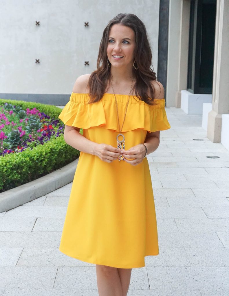 Summer Outfit | Yellow Shift Dress | Beaded Necklace | Houston Fashion Blogger Lady in Violet