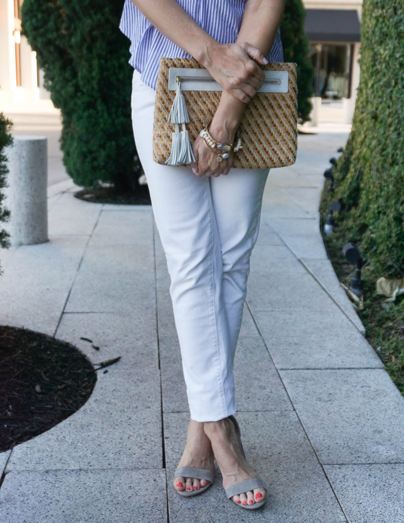 Summer Outfit | White Skinny Jeans | Block Heel Sandals | Houston Fashion Blogger Lady in Violet