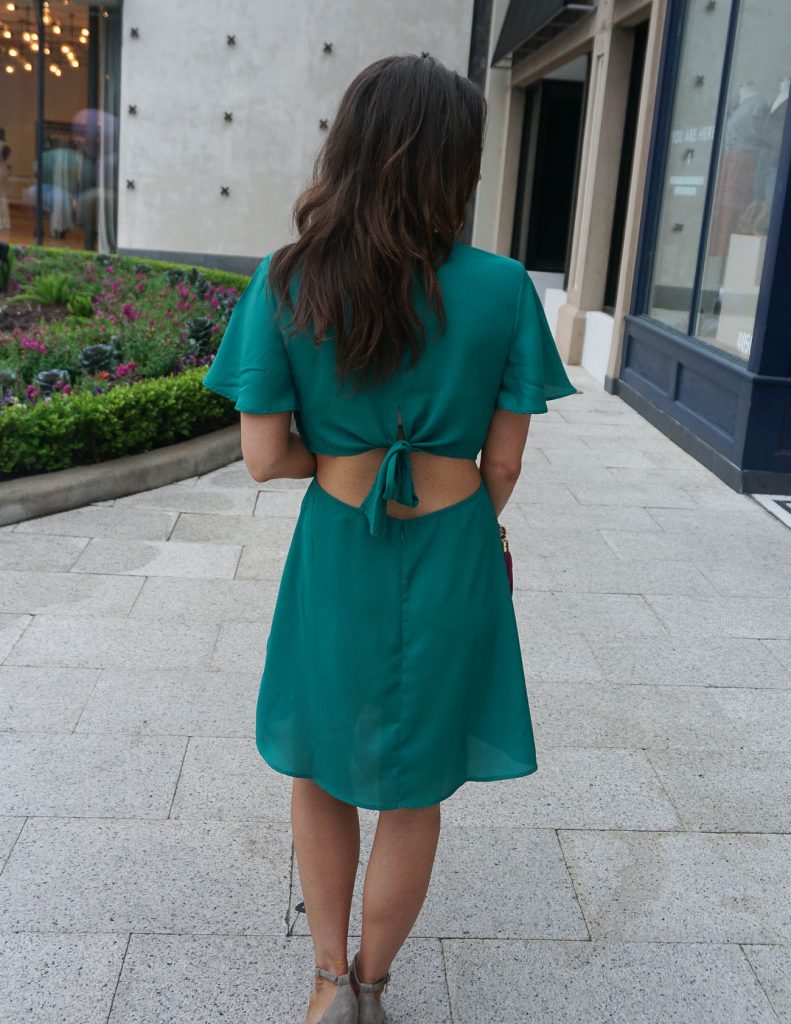 Date Night Outfit | Teal Dress | Cutout Back Dress | Houston Fashion Blog Lady in Violet