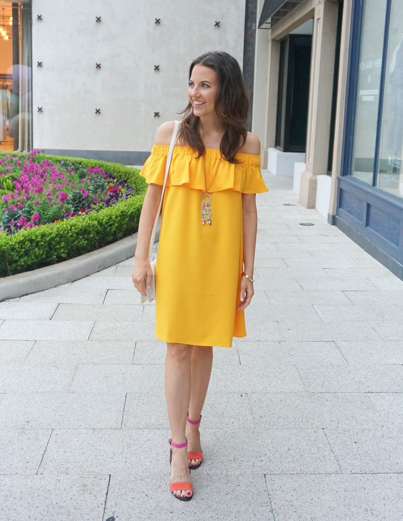 Spring Outfit | Yellow Dress | Pink Heels | Houston Fashion Blogger Lady in Violet