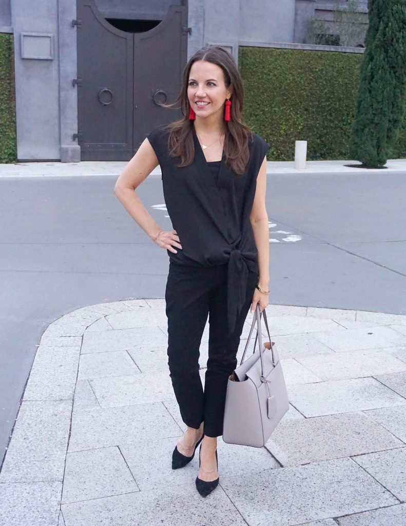 Work Outfit | Black Slacks | Sleeveless Wrap Top | Houston Fashion Blog Lady in Violet