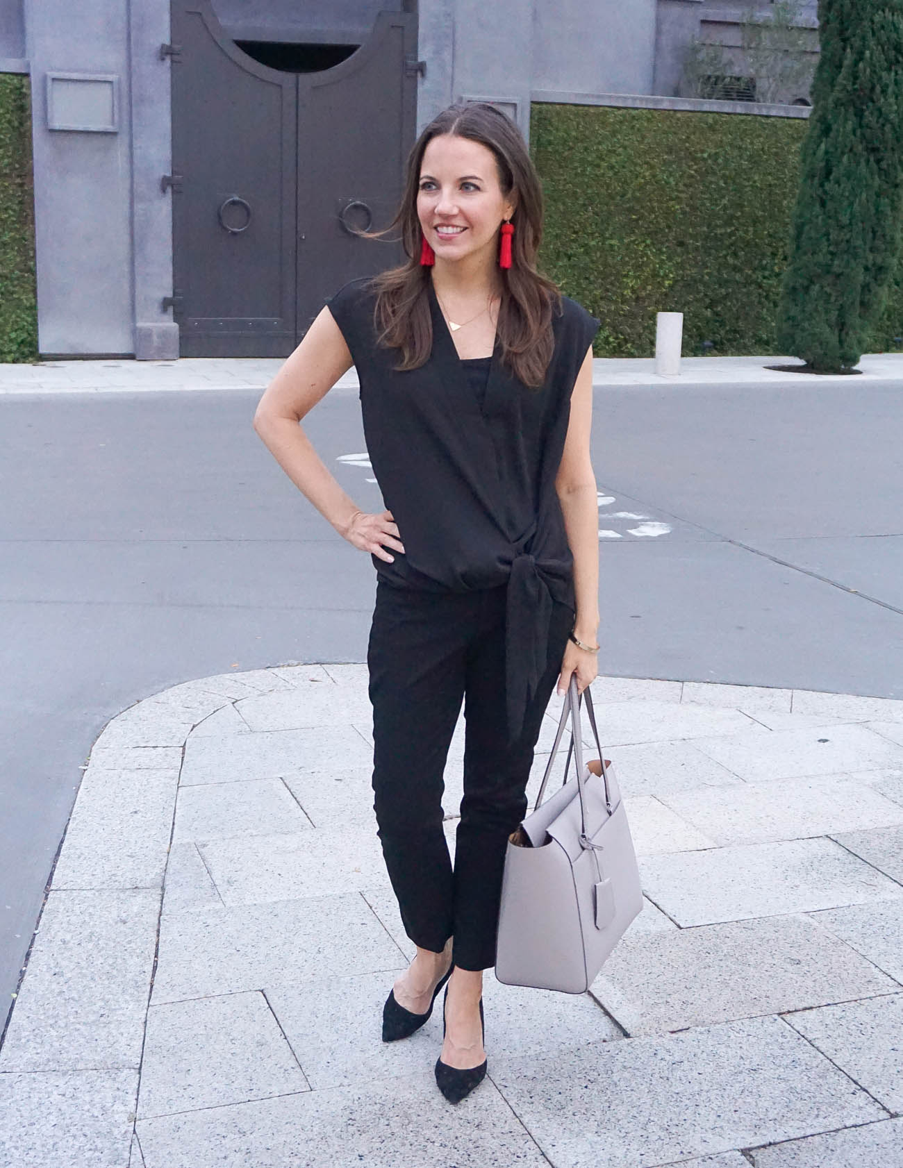 black work pants outfit