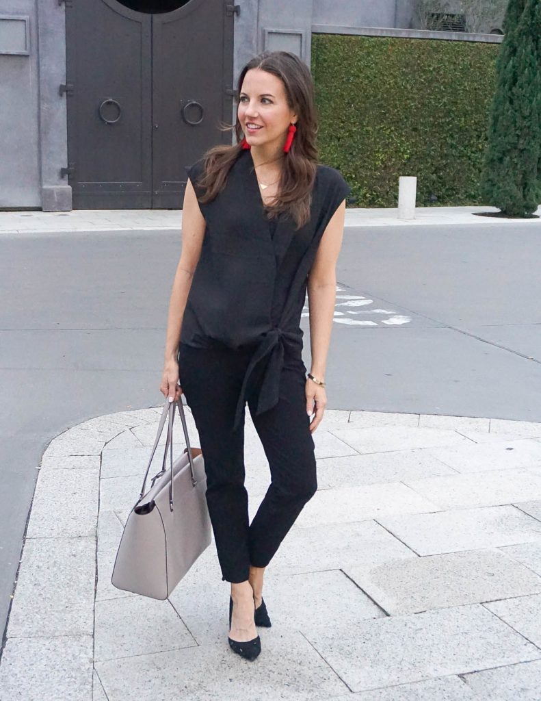 Work Outfit | Black Ankle Pants | Black Blouse | Houston Fashion Blogger Lady in Violet