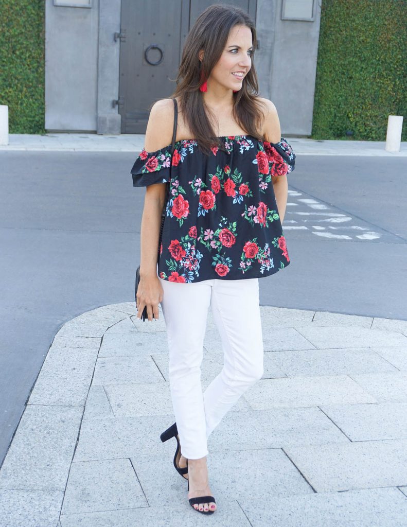 Off the shoulder outlet top with jeans outfits