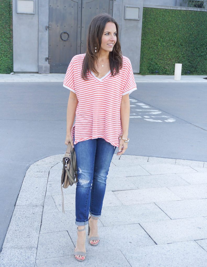 Summer Outfit | Oversized Striped Tee | Distressed Jeans | Houston Fashion Blogger Lady in Violet