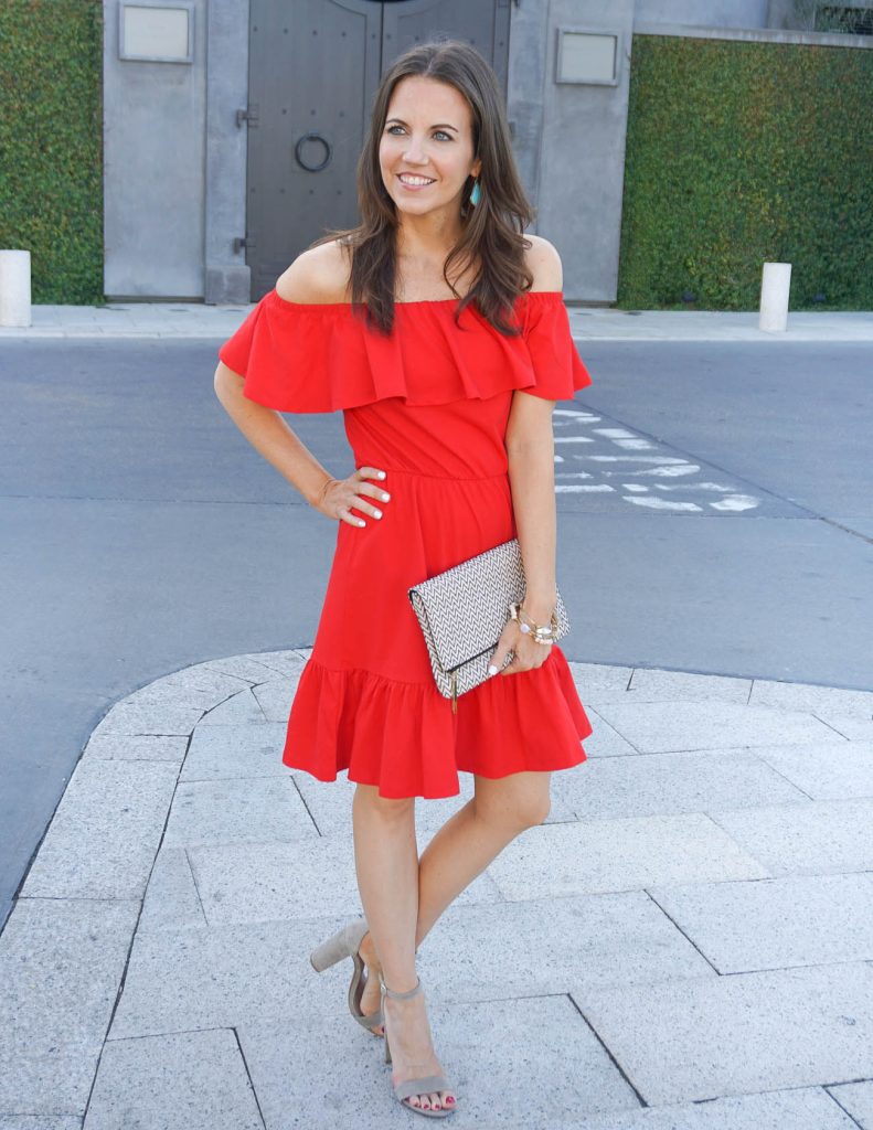 Summer Outfit | Red Party Dress | Block Heel Sandals | Houston Fashion Blogger Lady in Violet