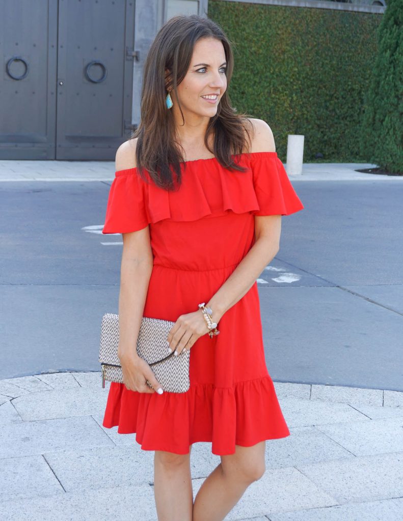 Summer Outfit | Red Party Dress | Turquoise Earrings | Houston Fashion Blogger Lady in Violet