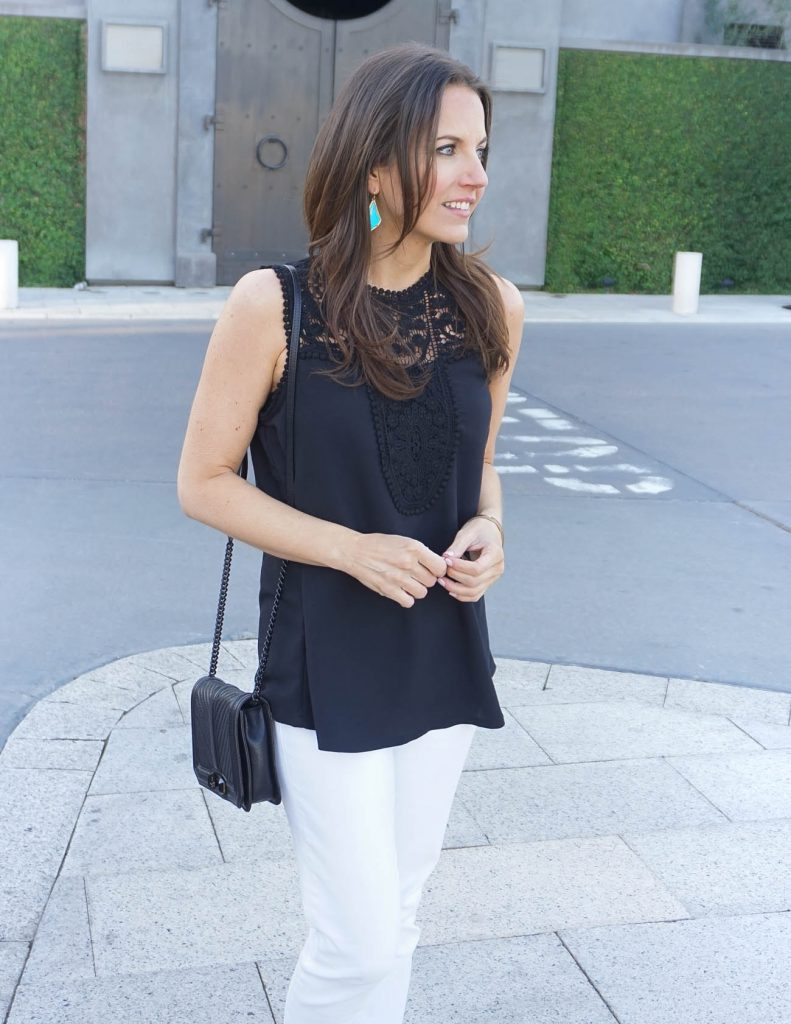 Black Lace Top + White Jeans, Lady in Violet