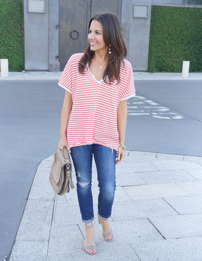 Spring Outfit | Striped Tee | Distressed Skinny Jeans | Houston Fashion Blogger Lady in Violet