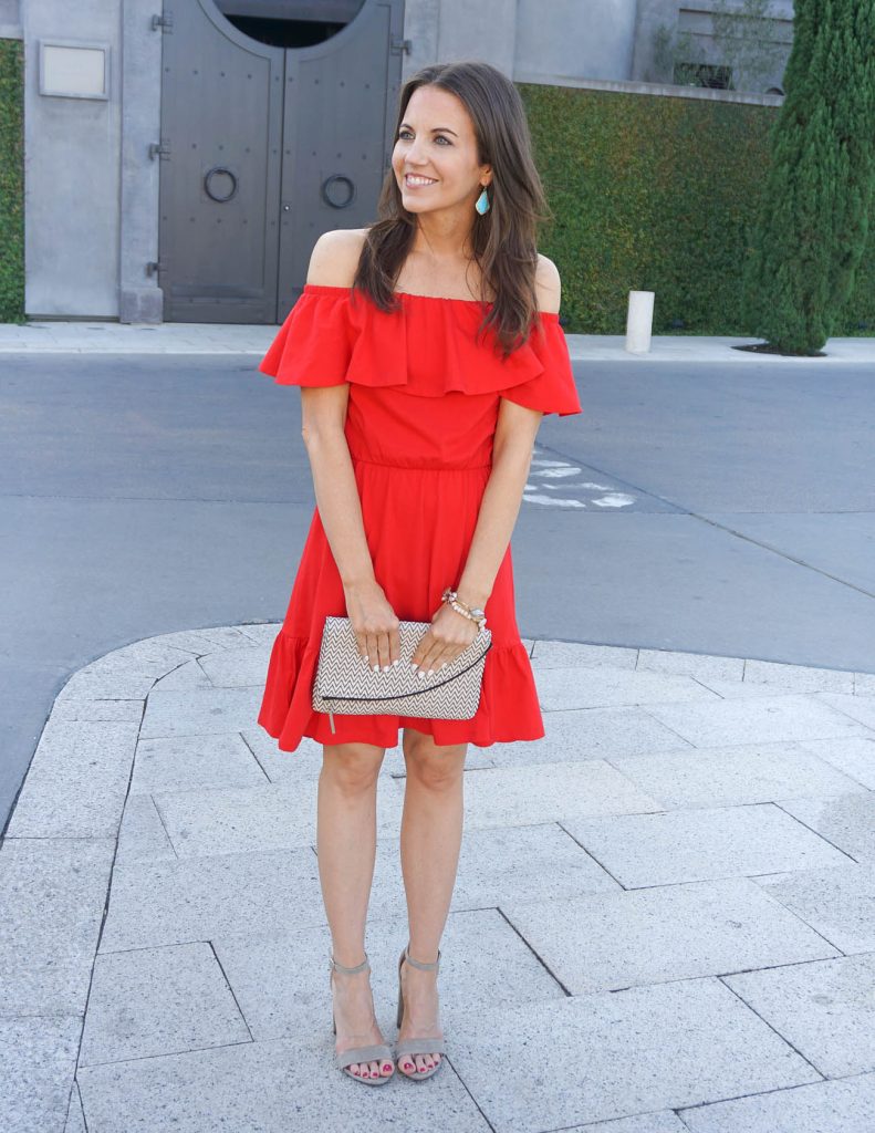 Summer Outfit | Affordable Red Party Dress | Turquoise Earrings | Houston Fashion Blogger Lady in Violet