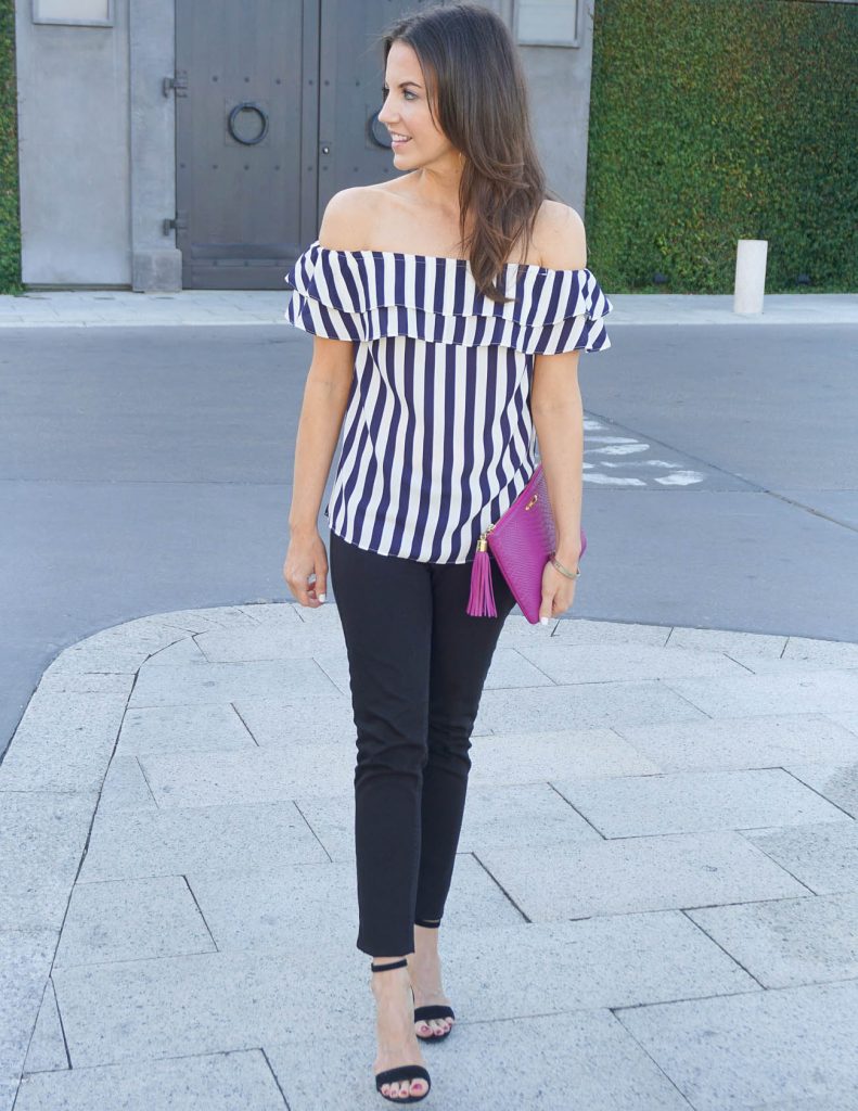 Summer Outfit | Off the Shoulder Top | Black Skinny Jeans | Houston Fashion Blogger Lady in Violet