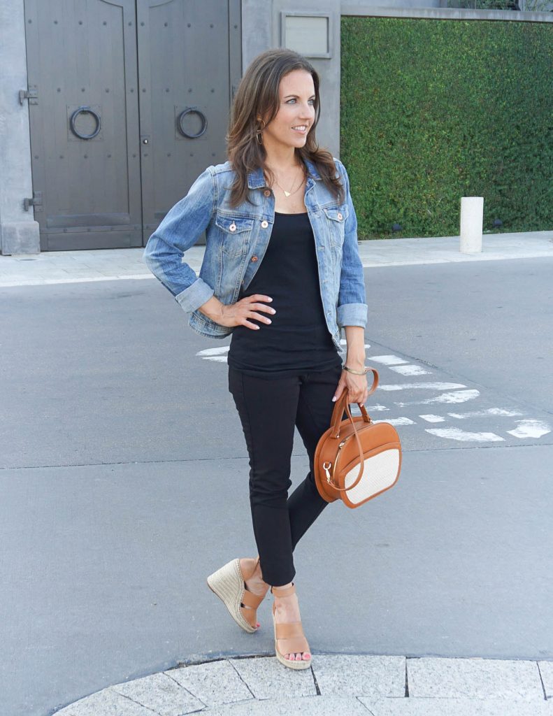 jean jacket and black jeans outfit