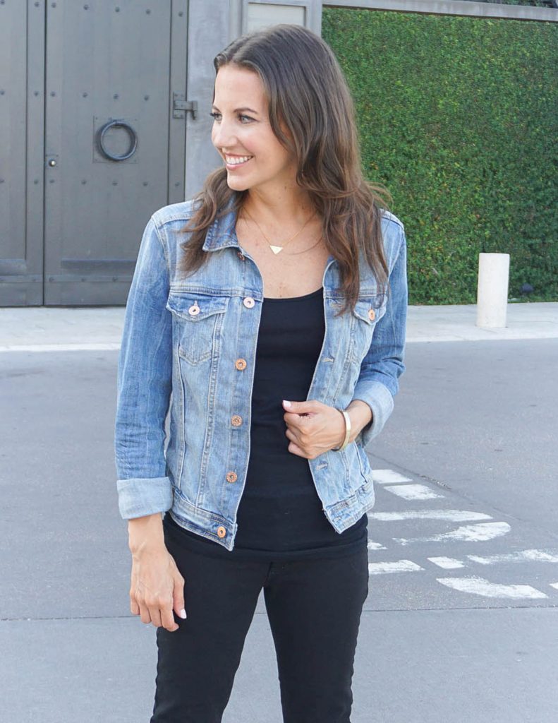 All black store outfit denim jacket