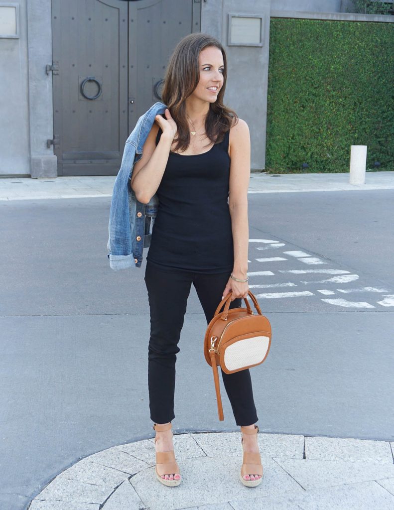 Summer Outfit | All Black Outfit | Brown Crossbody Bag | Houston Fashion Blogger Lady in Violet