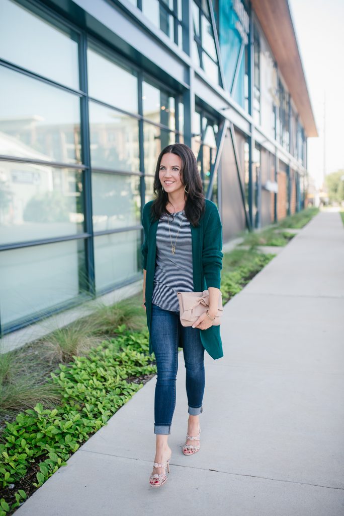 outfit with green cardigan