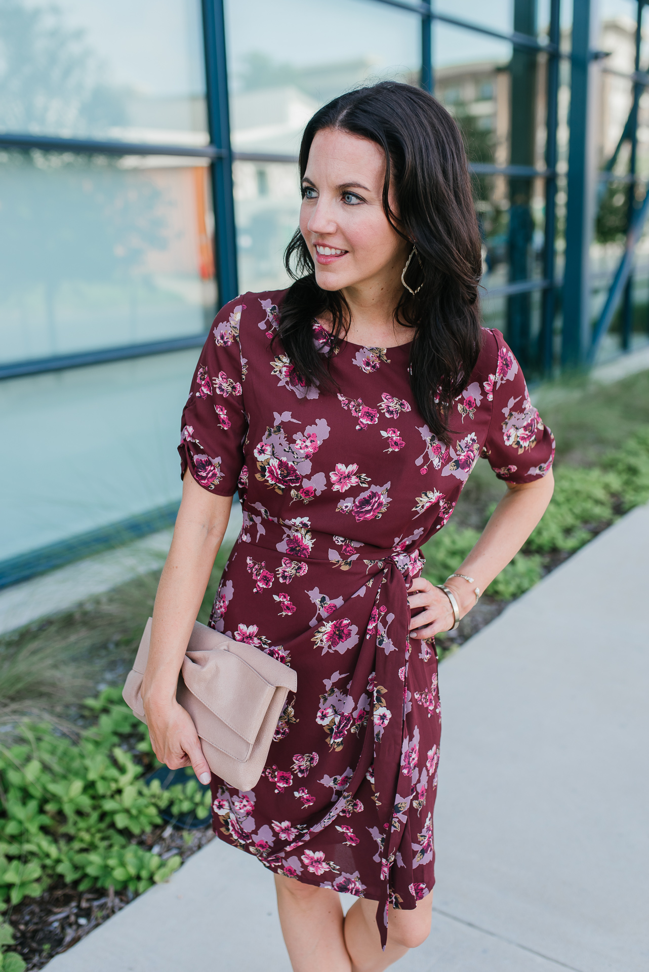 Summer to Fall Work Dress Lady in Violet Houston Fashion Blogger