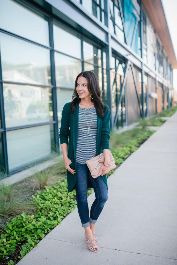 teal cardigan outfit