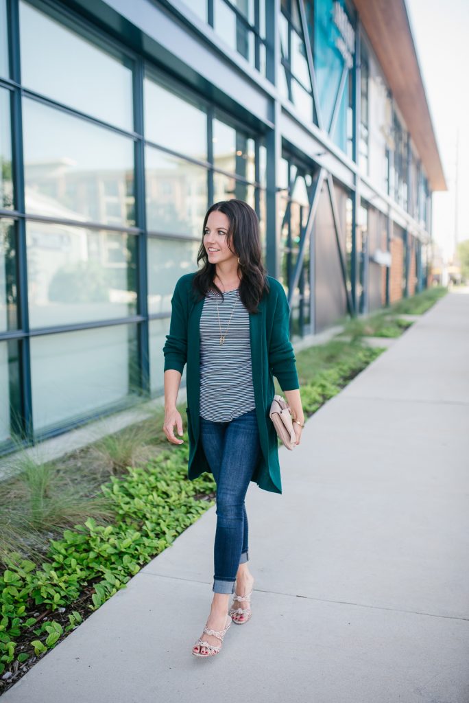 casual outfit | long cocoon cardigan | dark skinny jeans | Houston Fashion Blogger Lady in Violet