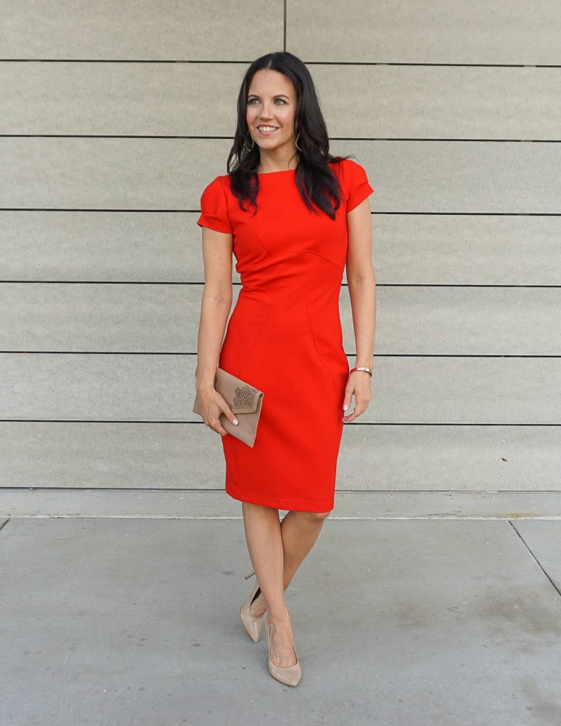 Date Night Outfit | Red Bodycon Dress with Sleeves | Steve Madden Heels | Houston Fashion Blogger Lady in Violet