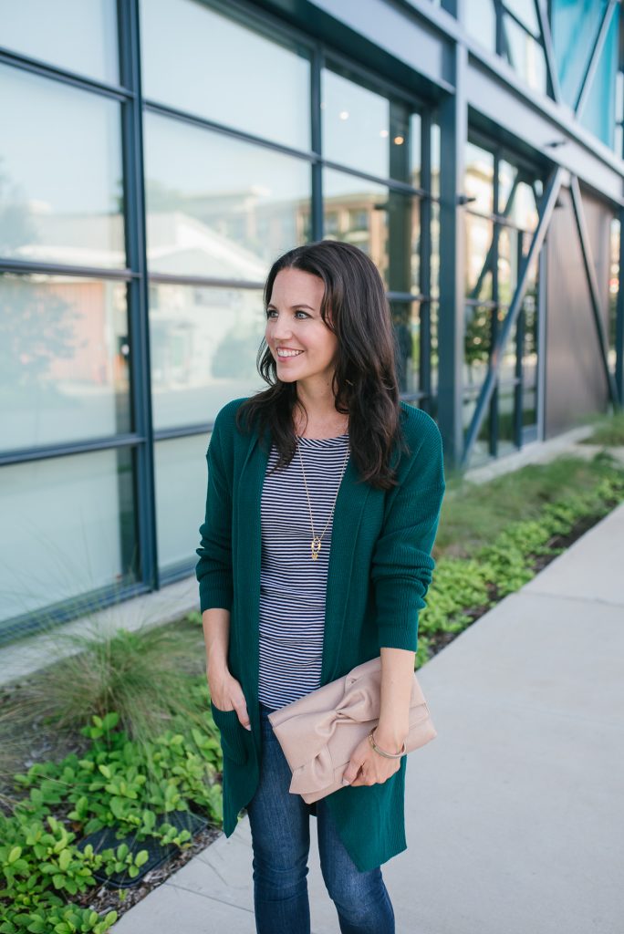 Long green cardigan outfit hotsell