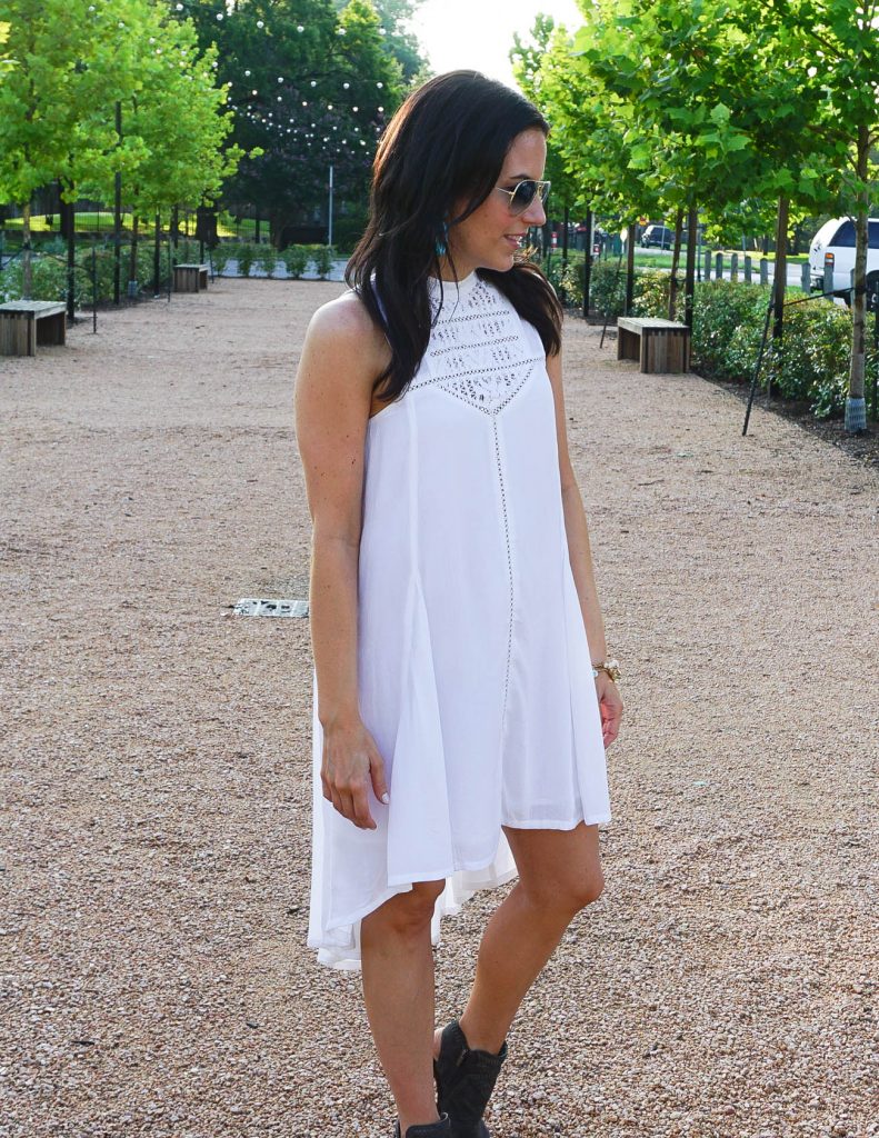 Outdoor Festival Outfit | Summer Style | White Casual Dress | Houston Fashion Blogger Lady in Violet