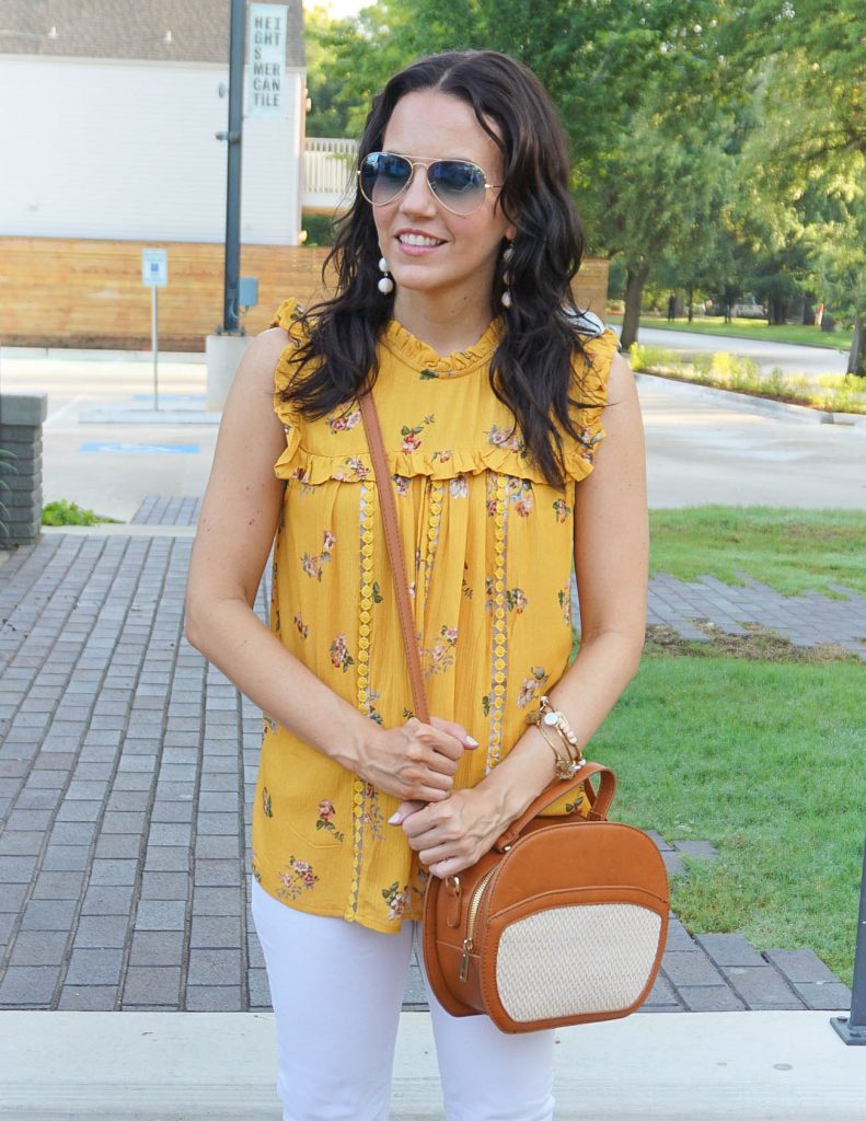 Summer Outfit | Yellow Floral Top | Canteen Crossbody Bag | Houston Fashion Blogger Lady in Violet