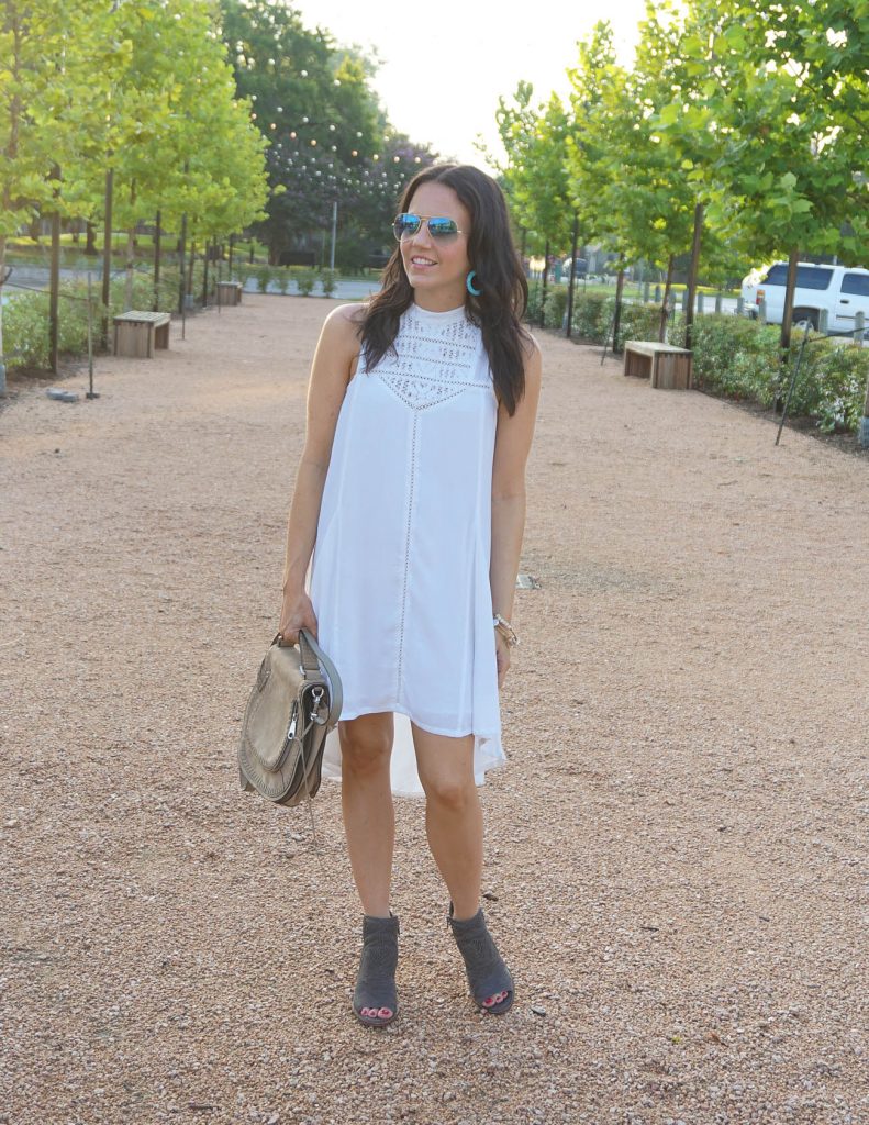 summer outfit | white casual dress | peep toe booties | Houston Fashion Blogger Lady in Violet