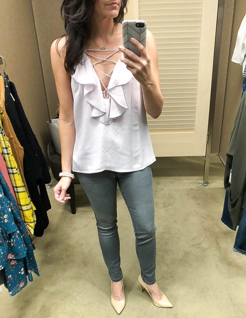 Summer outfit | wayf cami | gray skinny jeans | Houston Fashion Blogger Lady in Violet