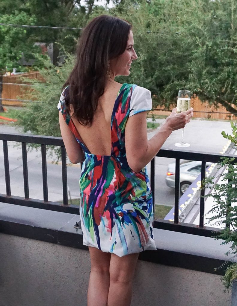 cocktail party outfit | open back dress | Houston Fashion Blogger Lady in Violet