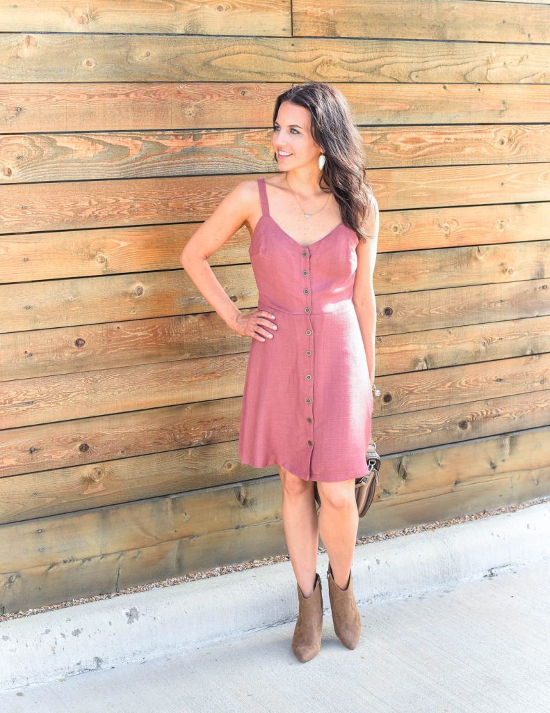 summer outfit | pink casual dress | suede booties | Houston Fashion Blogger Lady in Violet